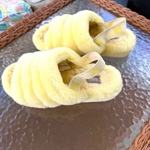 Ugg Fluff Yeah Neon Slip On Slingback Slide Slippers Women’s Size 8 EU 39 Yellow